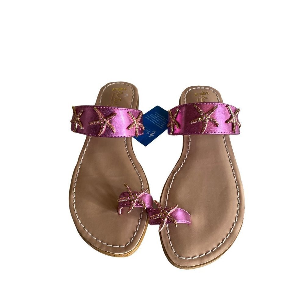 NWT Pink Miss Trish Sandals‎ Toe Strap Starfish Detail Girls Size 4